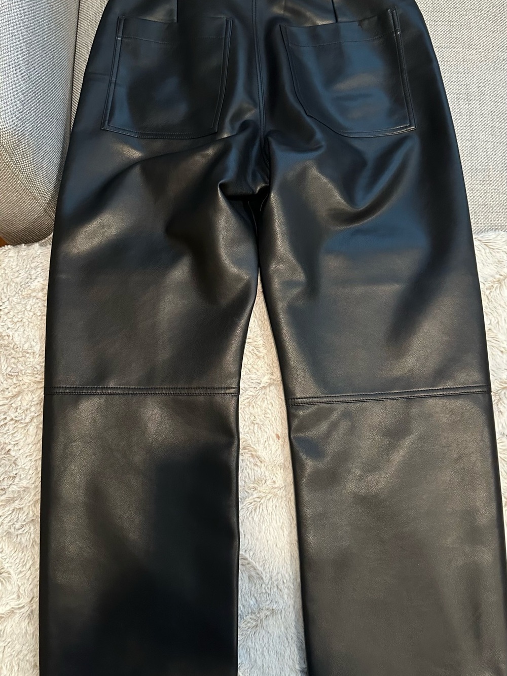 Pistola Black Faux Leather Barrel Leg Pants